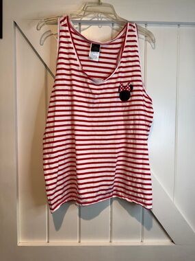 Disney Red & White Striped Minnie Tank Top